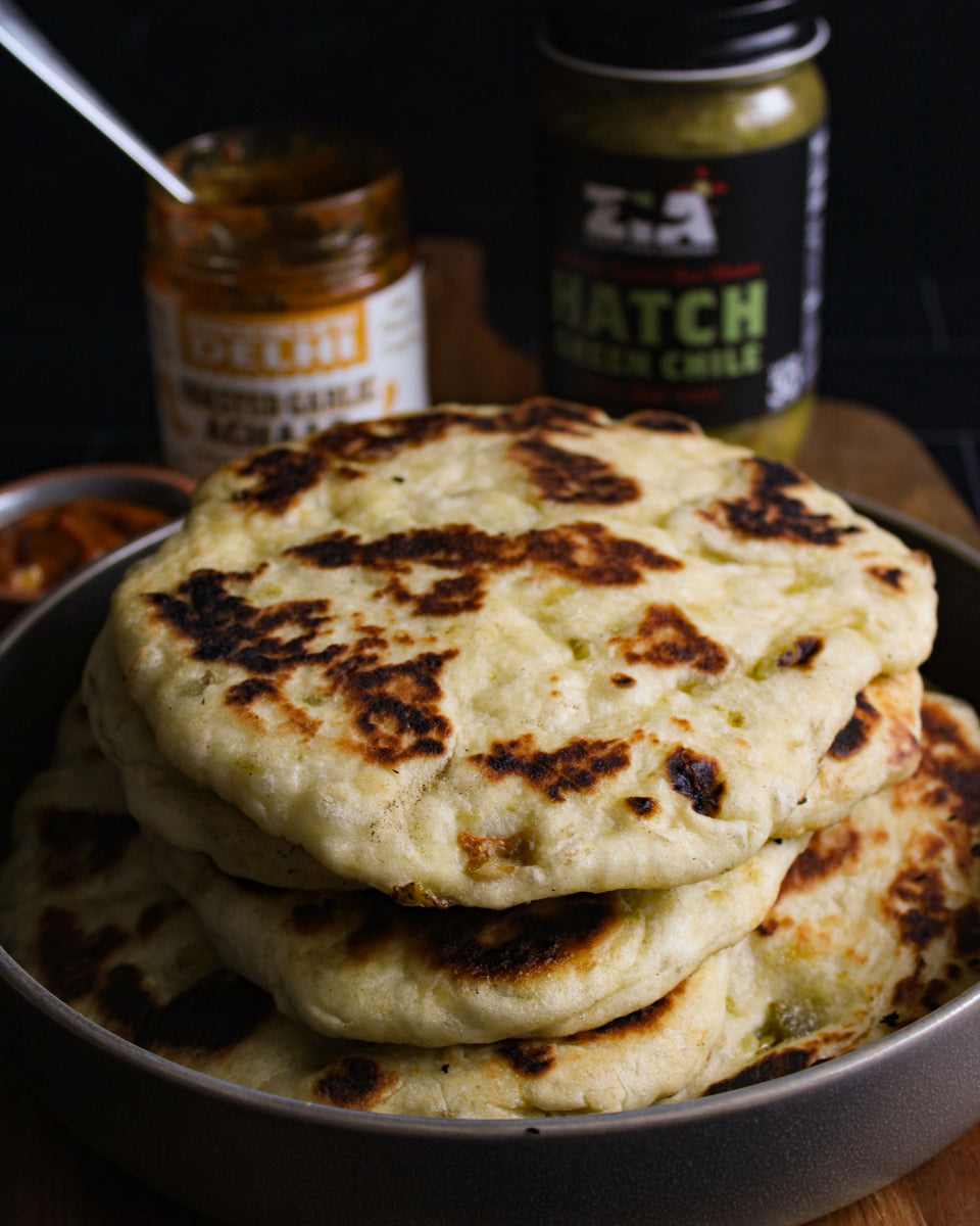 Hatch Green Chile Garlic Naan – Zia Hatch Chile Company
