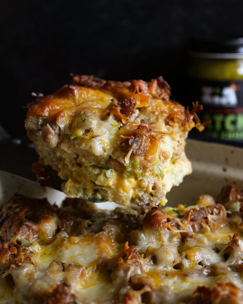 Hatch Green Chile and English Muffin Breakfast Bake