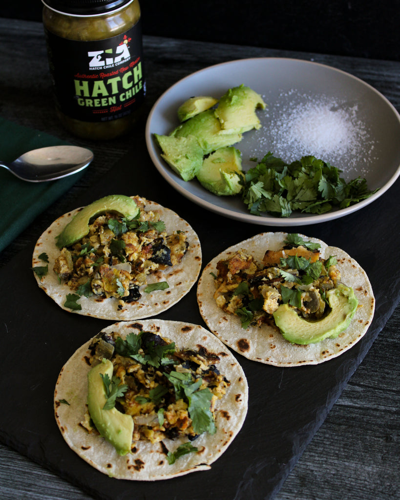 Hatch Green Chile Migas Breakfast Tacos