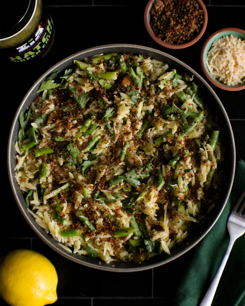Hatch Chile Orzo with Lemon and Greens
