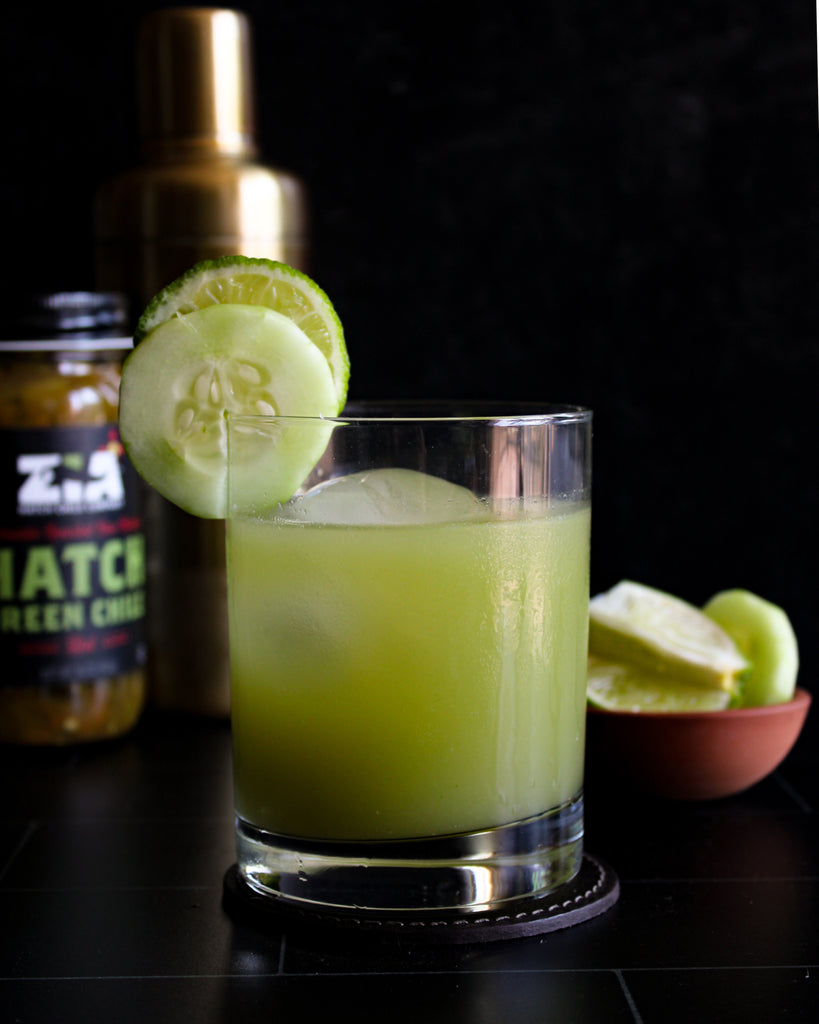 Hatch Green Chile Cucumber and Mezcal Cocktail