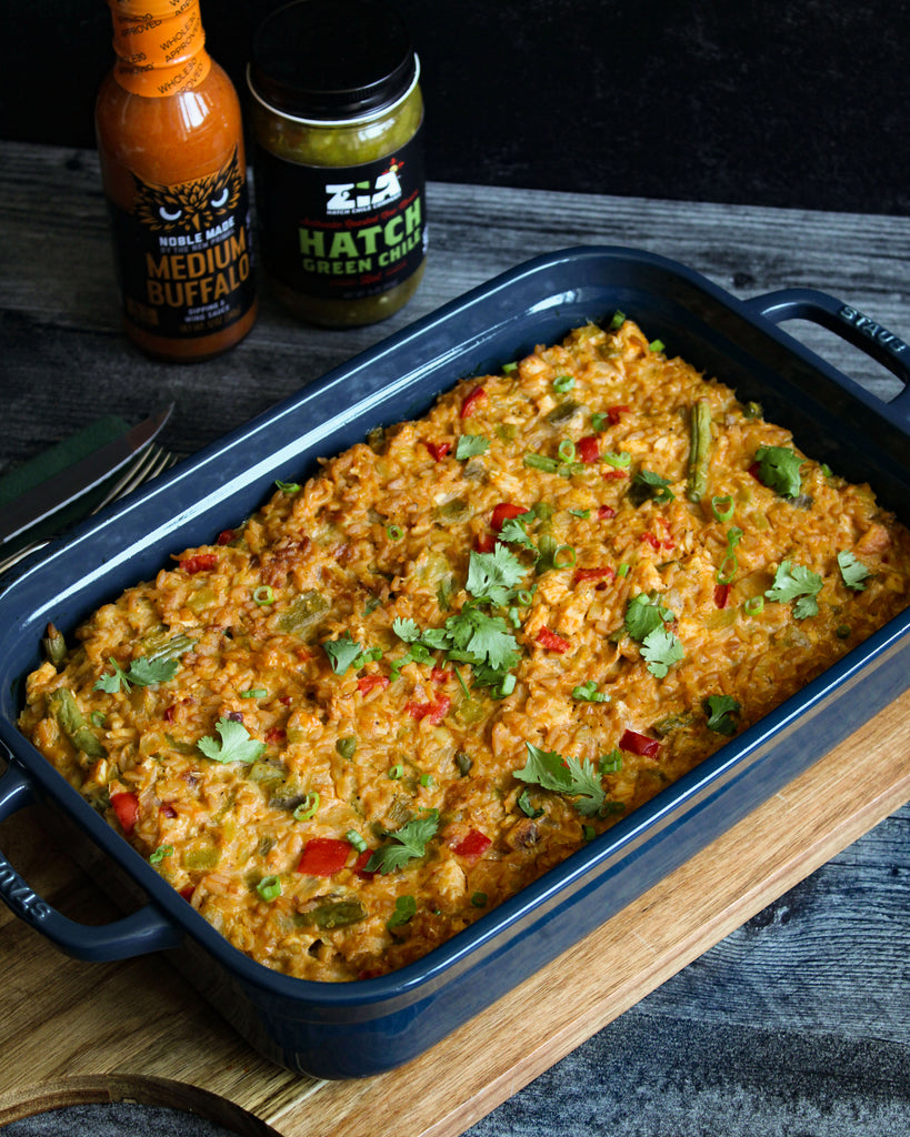 Whole30 Hatch Chile Buffalo Chicken Bake